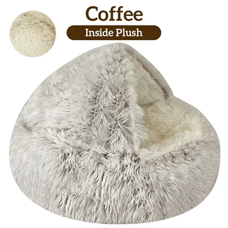 Cozy Velvet Pet Bed for Cats and Small Dogs - Plush Winter Sleep Bag and Nesting Kennel