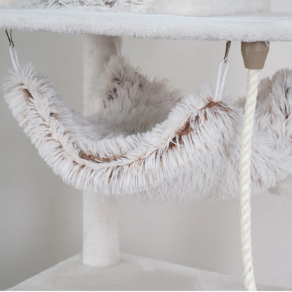 8-Level 73" Cat Tree Sanctuary with Condos Hammock Perches Toys, Cream