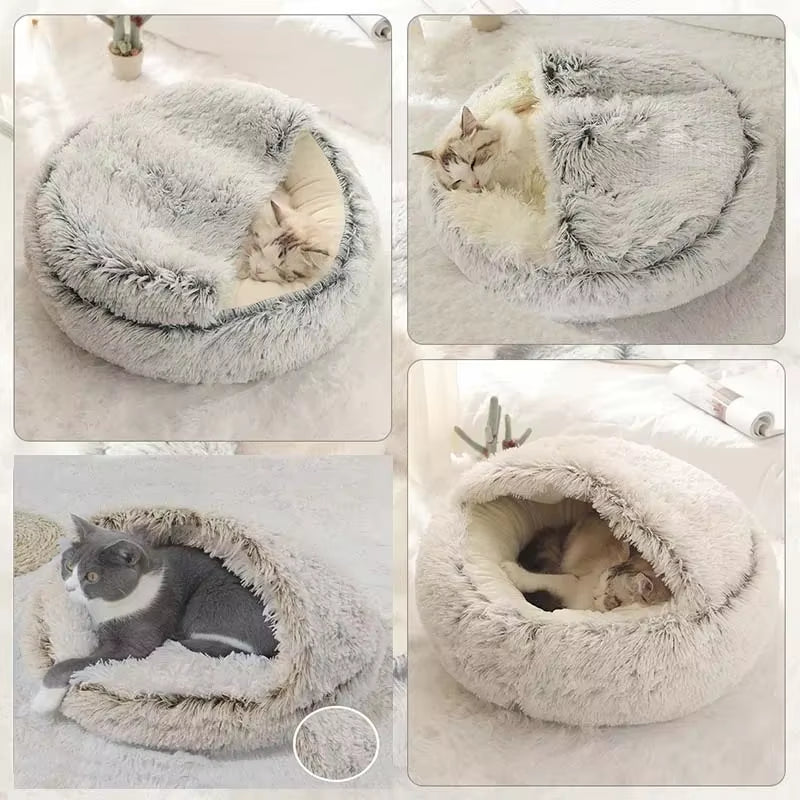 Cozy Velvet Pet Bed for Cats and Small Dogs - Plush Winter Sleep Bag and Nesting Kennel