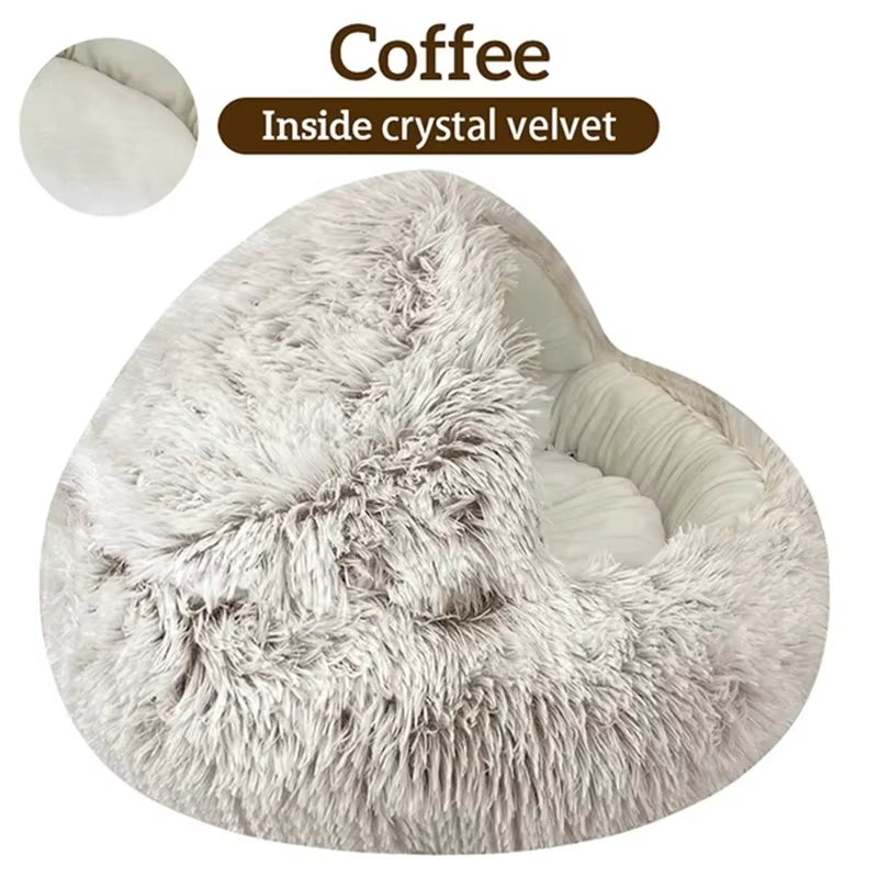 Cozy Velvet Pet Bed for Cats and Small Dogs - Plush Winter Sleep Bag and Nesting Kennel