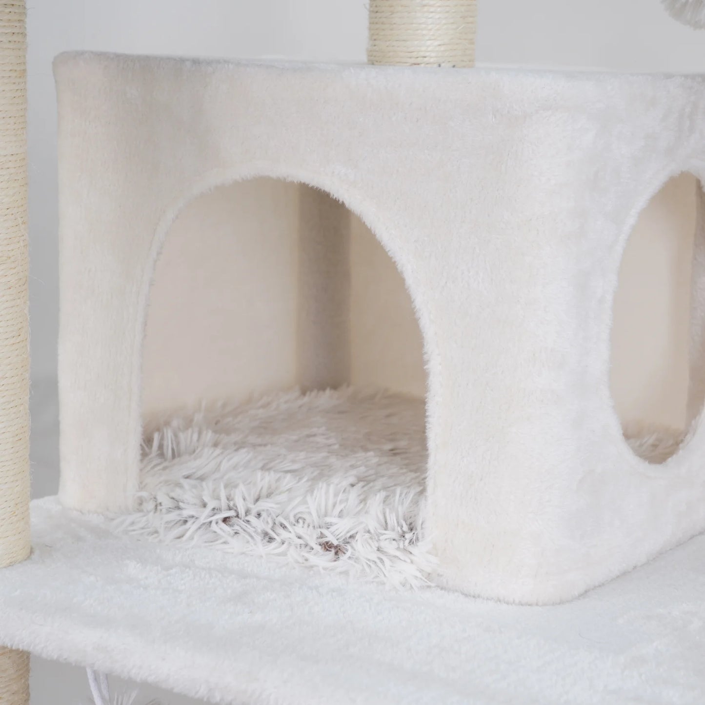 8-Level 73" Cat Tree Sanctuary with Condos Hammock Perches Toys, Cream