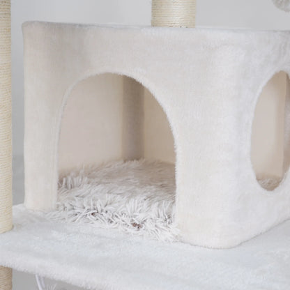 8-Level 73" Cat Tree Sanctuary with Condos Hammock Perches Toys, Cream