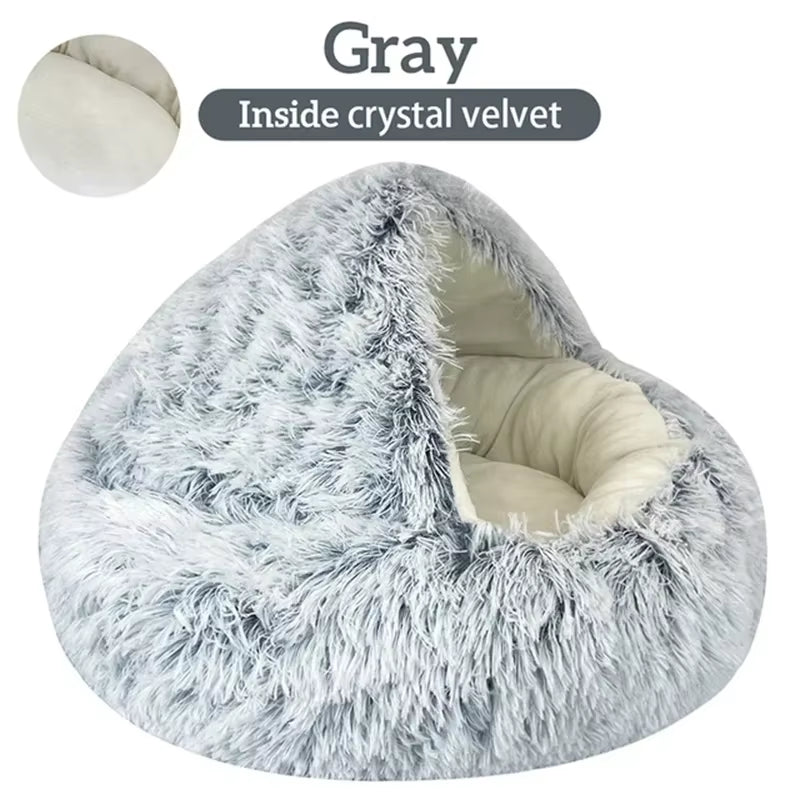 Cozy Velvet Pet Bed for Cats and Small Dogs - Plush Winter Sleep Bag and Nesting Kennel